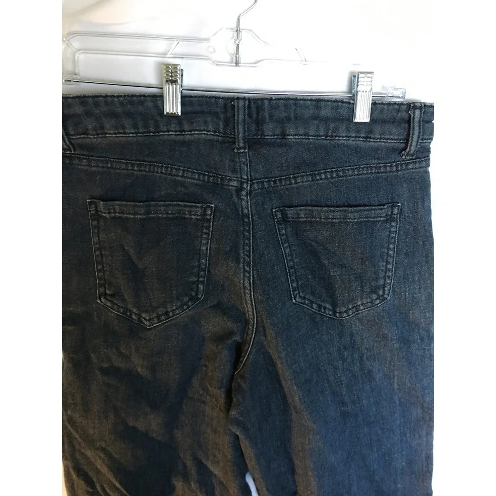 Mens Wide Leg Jeans Dark Wash Black Denim Relaxed Fit High Rise Cropped Pants